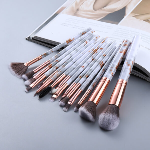 15 Marbled Design Makeup Brushes Set - Image 3