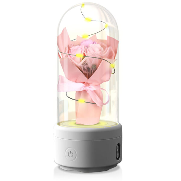 Creative 2 In 1 Bouquet LED Light And Bluetooth-compatible Speaker Mother's Day Gift Rose Luminous Night Light Ornament In Glass Cover - Image 7