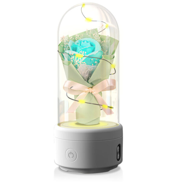 Creative 2 In 1 Bouquet LED Light And Bluetooth-compatible Speaker Mother's Day Gift Rose Luminous Night Light Ornament In Glass Cover - Image 6