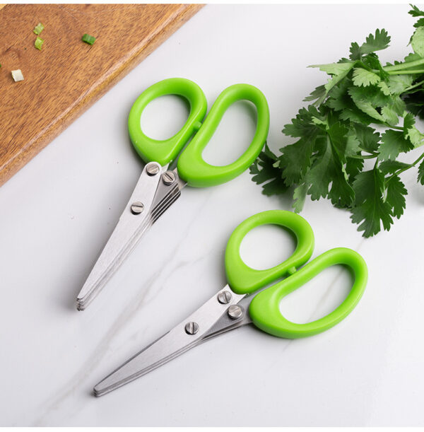 Multifunctional Multi-layer Green Onion Scissors Stainless Steel Onion Cutting Knife Herb Seaweed Spice Scissors Kitchen Scissor Kitchen Gadgets - Image 6