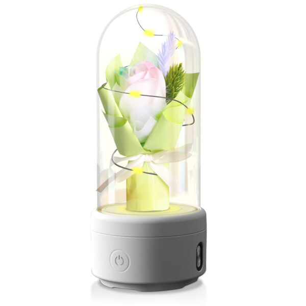 Creative 2 In 1 Bouquet LED Light And Bluetooth-compatible Speaker Mother's Day Gift Rose Luminous Night Light Ornament In Glass Cover - Image 9